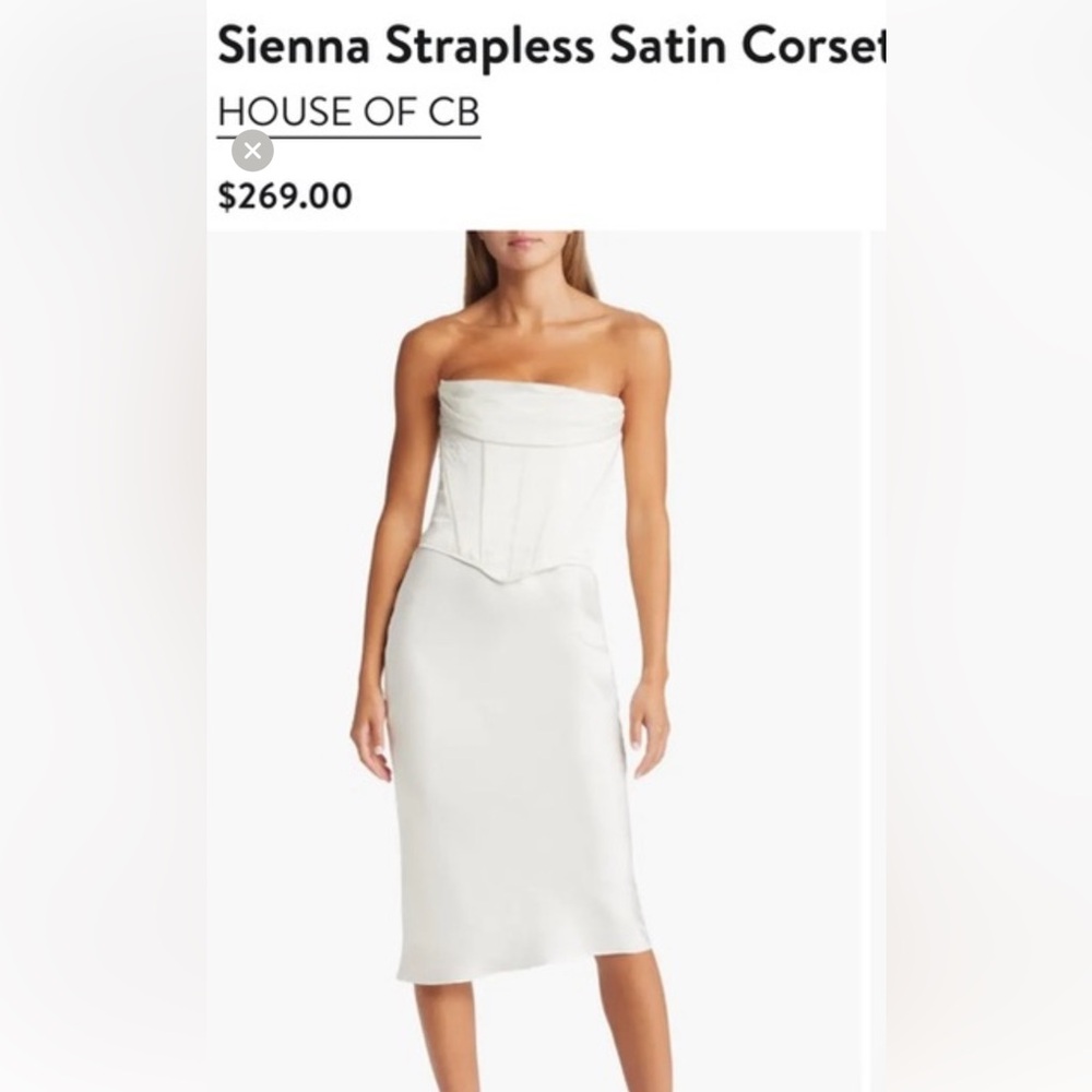 House of CB Sienna Strapless Satin Corset Dress